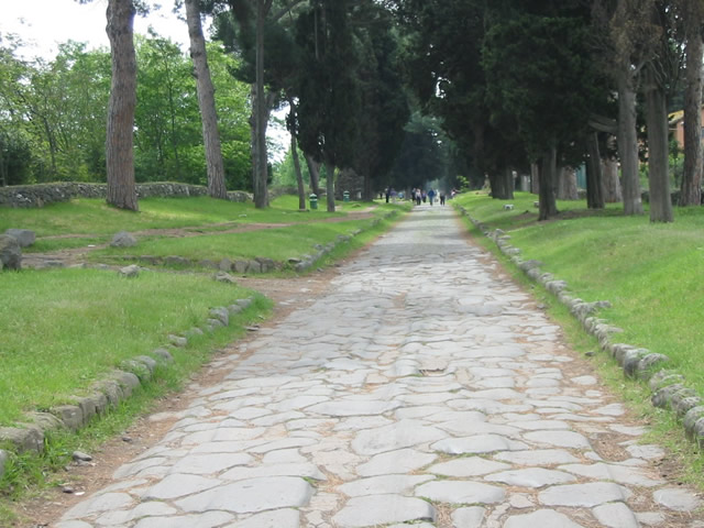 Typical Stretch Of Appian Way (Via Appia Antica) Near Rome
