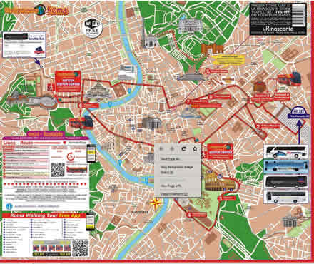 Mapa de la ruta del bus turistico City Sightseeing Rome 