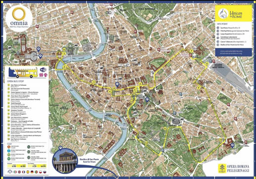 Mapa de la ruta del bus turistico Roma Cristiana 