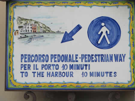 Sign for path Capri Town to Marina Grande Capri