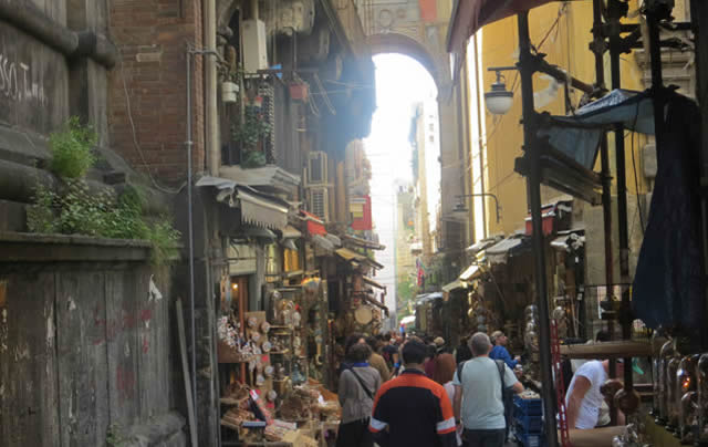 typical scene from spaccanapoli and via tribunali area of naples