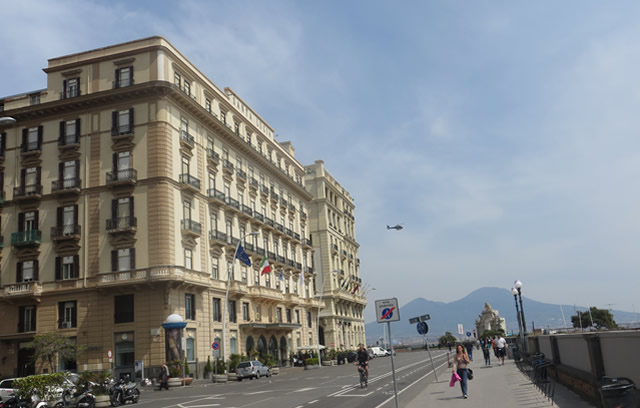 Typical waterfront hotel on Naples promenade