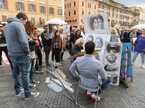Retratistas en Piazza Navona Roma