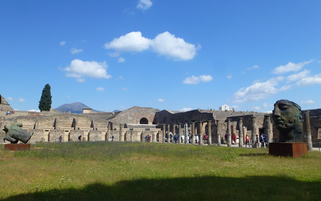 Pompeii with Mount Vesuvius in Background