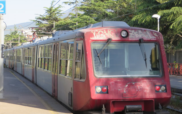 =Circumvesuviana train at Pompeii Station