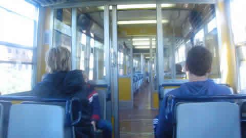 Circumvesuviana train at Pompeii Station