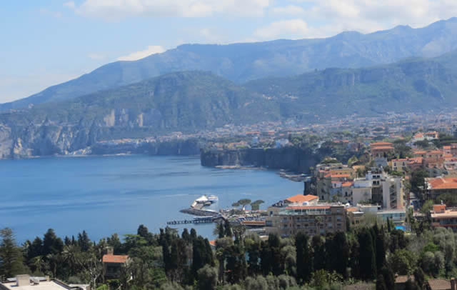 View of Sorrento and Bay of Naples from hotel on hill outside Sorrento