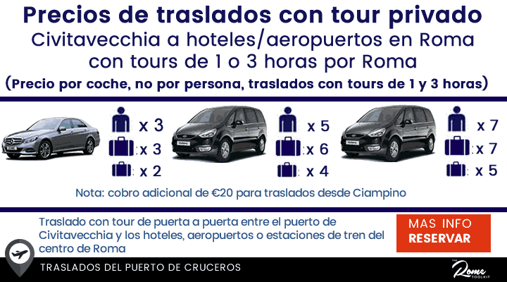 Precios de traslados Roma Civitavecchia  con tour incluido