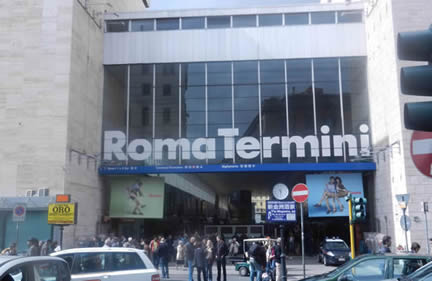 Using the Leonardo Express train at Termini Station, Rome