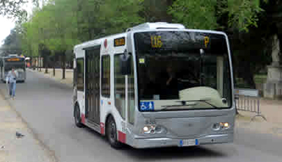 116 electric bus in Villa Borghese Rome