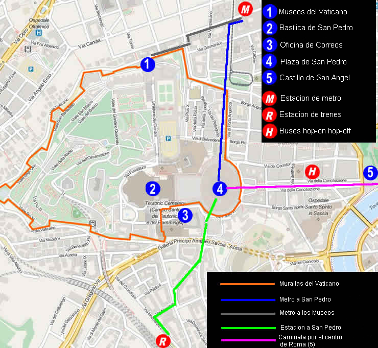 Mapa logístico del Vaticano