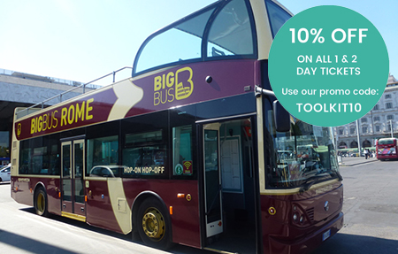 Big Bus Sightseeing Rome hop-on hop-off open top sightseeing bus with 10% discount