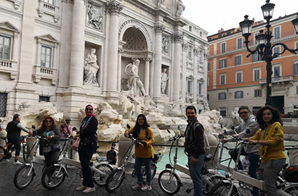 Rome bike tour at the Trevi Fountain