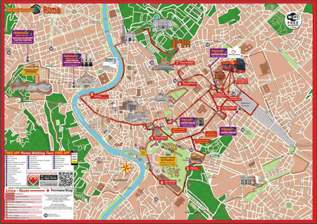City Sightseeing Rome Sightseeing bus route map 2019
