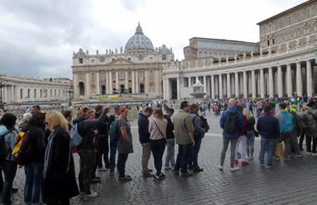 Queue for security at St Peter's