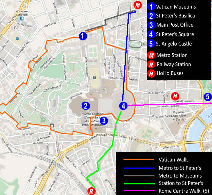 Vatican City and St Peter's map