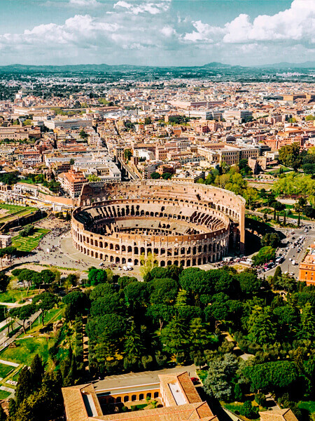 Colosseum seen from above in Rome