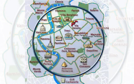 best area to stay in Rome map overview